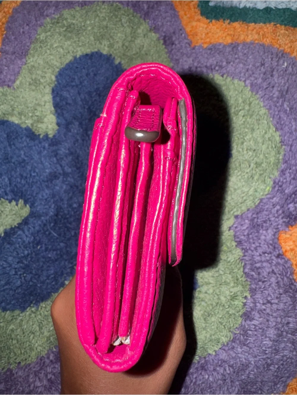 Michael Kors Fuchsia Leather Flap Wallet with Gold Plaque